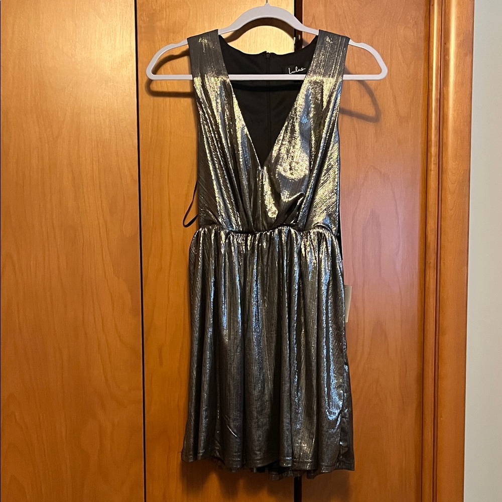 Lulu's Metallic Silver Kids Dress